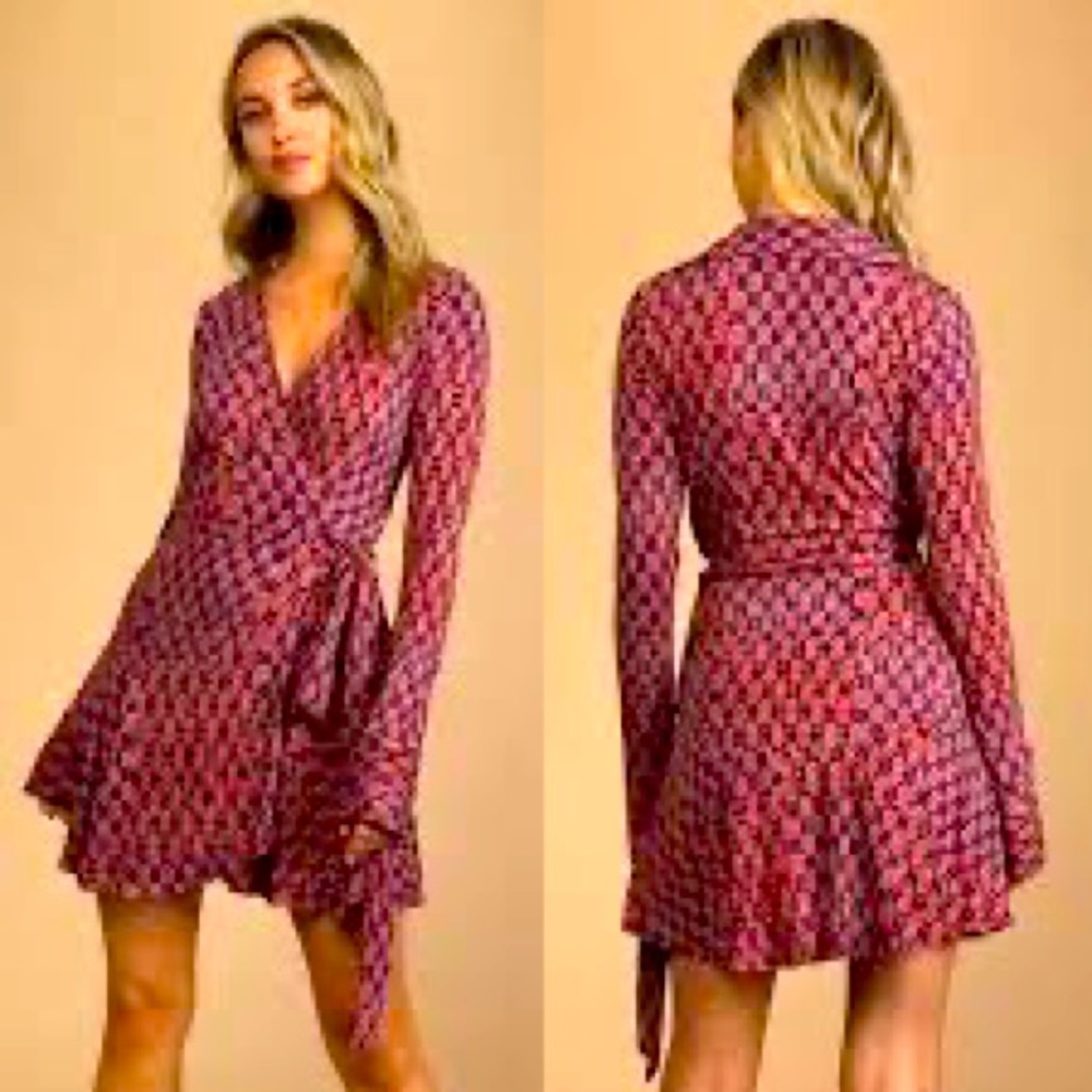 Free people rhetta wrap dress, brand new. Rusty rose multi print long sl…
